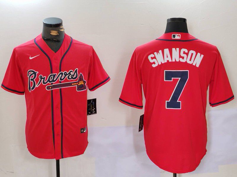 Men Atlanta Braves #7 Swanson Red Game 2024 Nike MLB Jersey style 902->atlanta braves->MLB Jersey